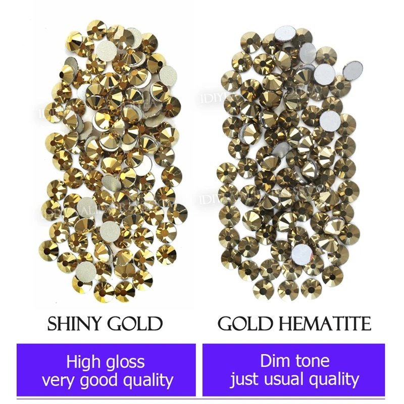 AAA Super Shiny Gold Non hotfix Rhinestones glass nail accessoires all for 3d nails manicure art designs strass crystal glitters