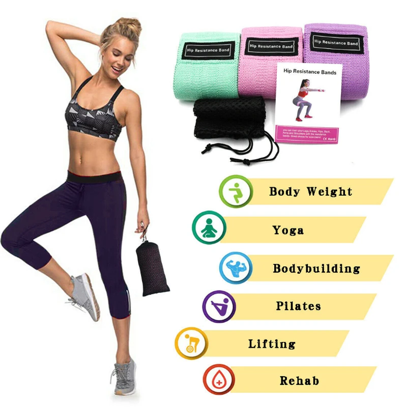 3Pcs/set Squat Hip Yoga Resistance Band Stretch Strap Hip Elastic Band Elastic Belt Stretching Training Body Building Fitness