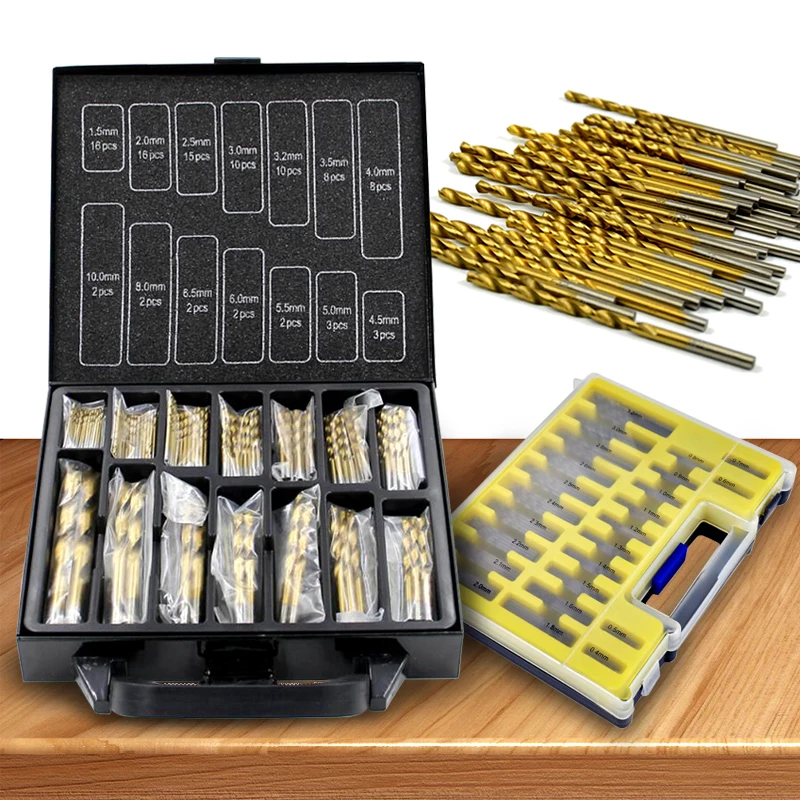 99PCS/150PCS Titanium Coated Drill Bits HSS Twist Drill Bits Set Tool For Drilling woodworking Power Tools 1.5-10mm