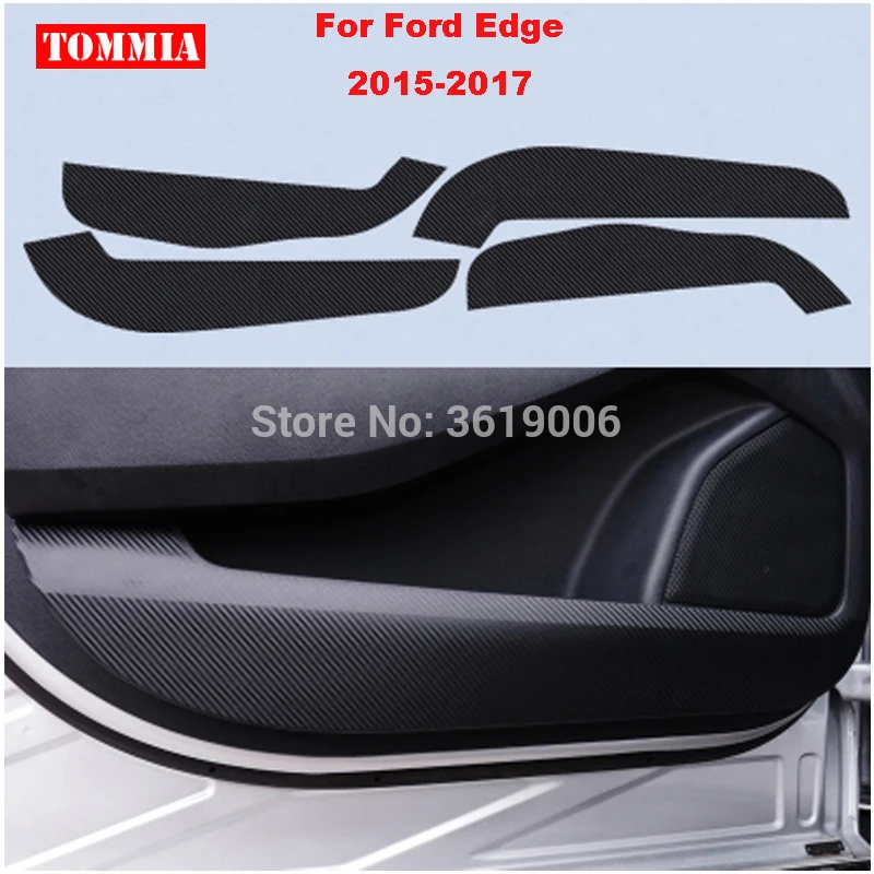 TOMMIA For Ford Edge 2015-2018 Car Inside Door Cover Scratch Protection Anti Kick Pads Carbon Fiber Stickers 4pcs