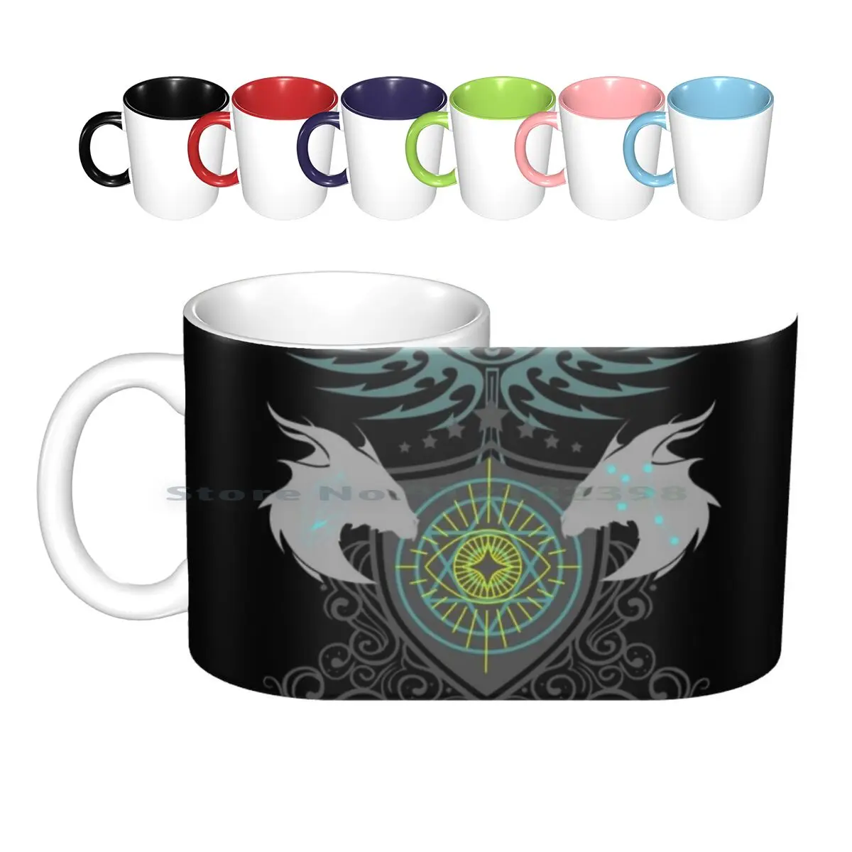 The Elder Crest Ceramic Mugs Coffee Cups Milk Tea Mug Magic Crest Shield Cool Awesome Nerd Dnd Fantasy Epic Amazing The Elder