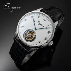 Sugess Luxury Tourbillon Men Watch Mechanical Hand Wind Original ST8230 Movement Ceramic Dial Crocodile Strap Christmas Gift new