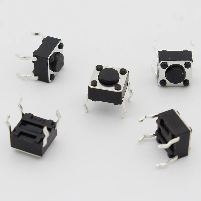 50pcs/lot 6x6x4.3MM 4PIN G89 Tactile Tact Push Button Micro Switch Direct Plug-in Self-reset DIP Top Copper