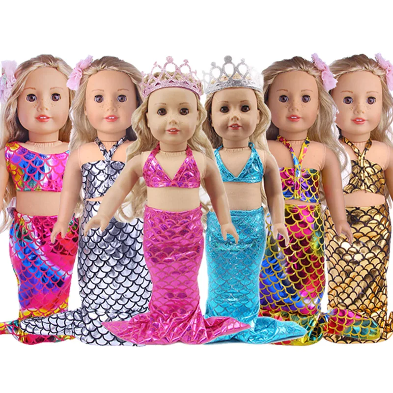 Doll Clothes Mermaid Swimsuit Bikini Costume Cosplay For 18 Inch American of Girl&43Cm Baby New Born Reborn Doll Our Generation