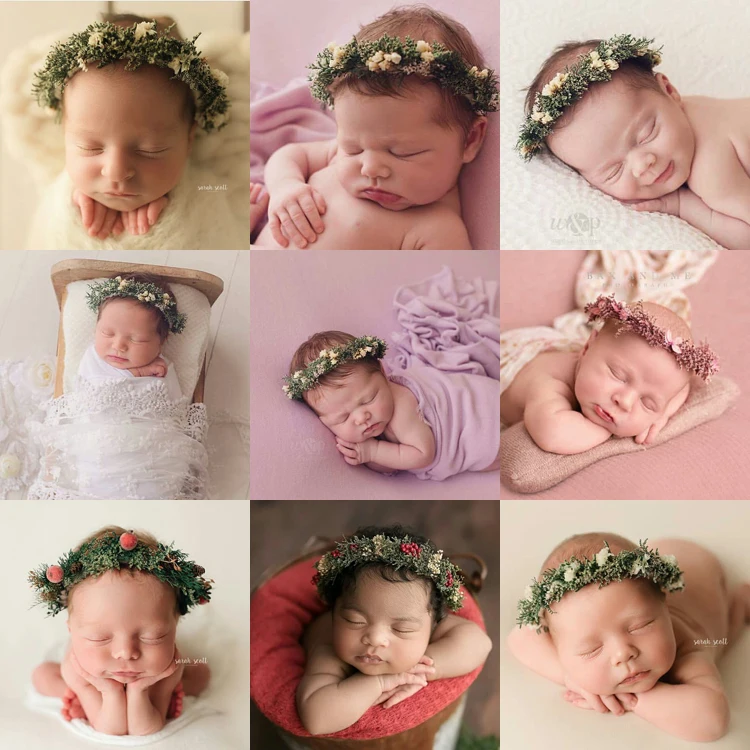 Bandeau de Sauna à Fleurs pour Bébé, Accessoires de Photographie Faits à la Main, pour Studio de ix, pour Nouveau-Né