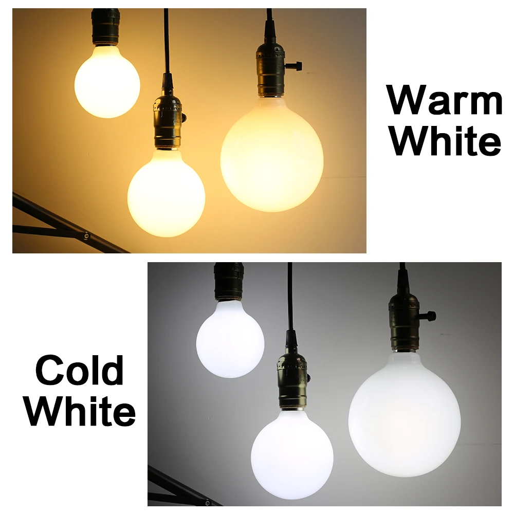 Milky LED Light Bulb E27 85-265V G80 G95 G125 LED White Lamp Bulb Kitchen Dining Living Room For Home Decorative Indoor Lighting