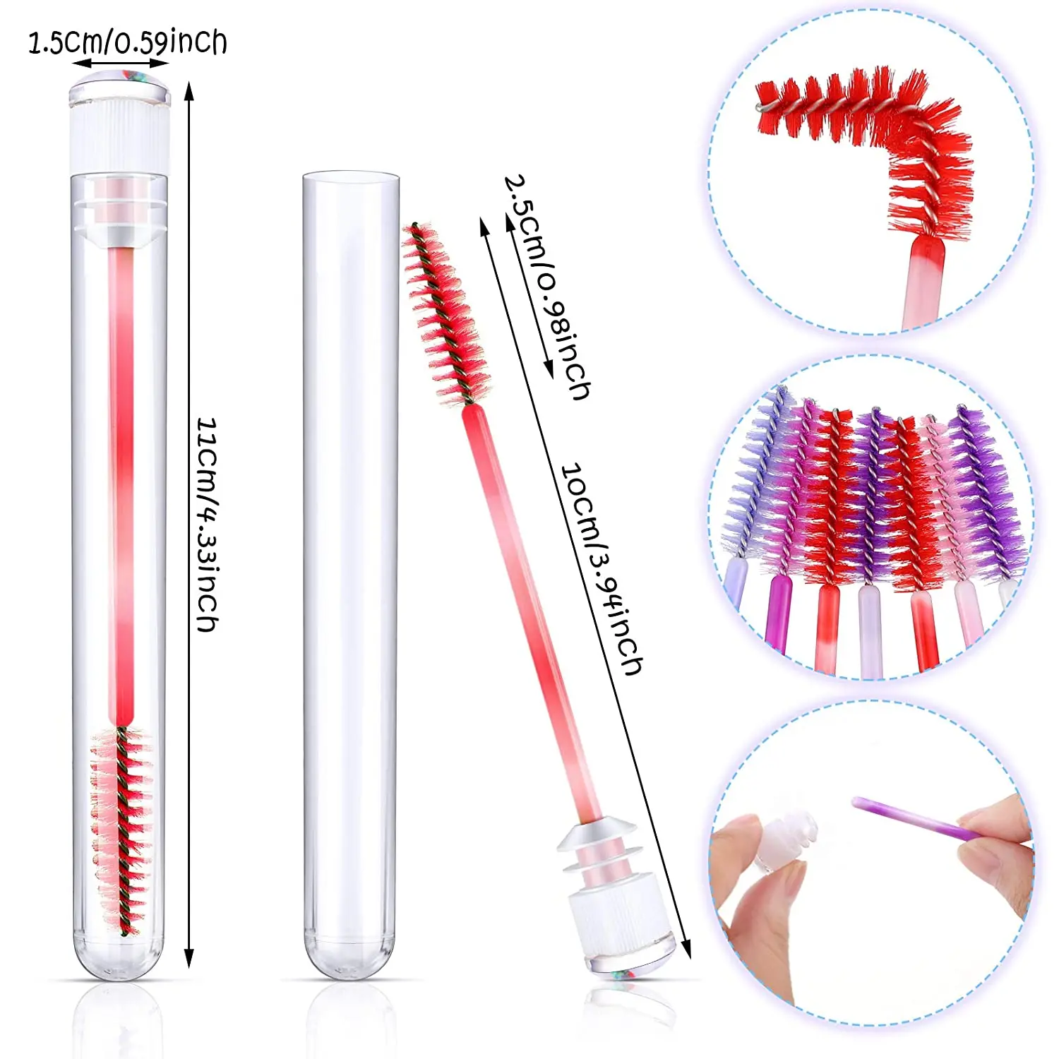 50pcs Eyebrow Brush Tube Eyelash Brush Tube Rack 50 Holes 3 Layers Plastic Holder Dust-Proof Mascara Sticks Applicators Makeup