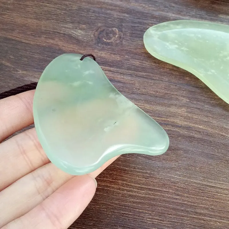 guasha Natural Jade Triangle Gua Sha Plate Scrapping Board Acupuncture Point Massage Face Eye Body Back Beauty Massager Tool