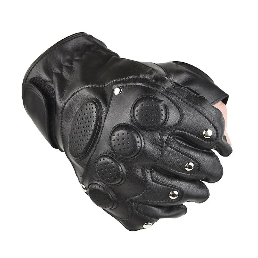 1 Paar Motorhandschoenen Pu Ademend Half Vinger Pu Leer Motorfiets Handschoenen Voor Riding Fietsen Vissen Tactical Sport