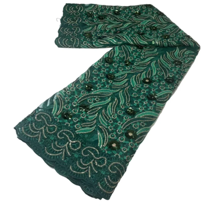 

5 Yards African Sequins Net Lace Fabric 2021 High Quality Nigerian French Guipure Tulle Lace Material For Wedding Dresses