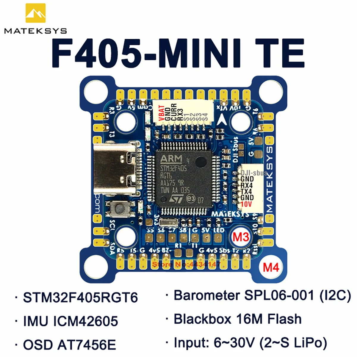 

Matek System F405-MINI TE Flight Controller Built-in STM32F405RGT6 ICM42605 w/OSD BEC 5V 10V for FPV RC Racing Drone DJI VTX