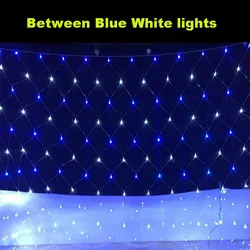 MEMEOKON Room Decor White With Blue Lights 3x2M 6x4M Led Net Mesh String Lights Outdoor Garden Christmas Wedding Party Curtain