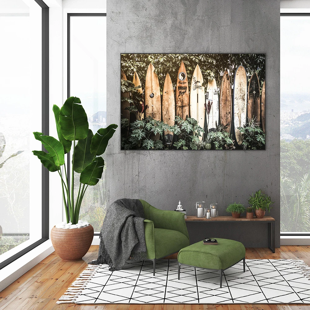 Summer Tropical Decoration Picture Tropical Surf Wall Art Poster Hawaii Surfboard Wall Art Canvas Painting Home Decor