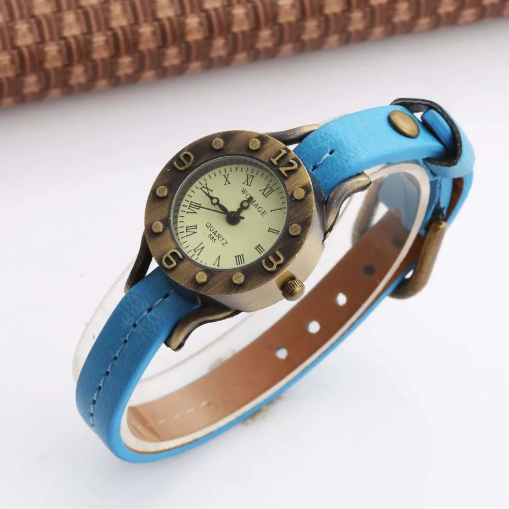 WOMAGE Ladies Watches Fashion Vintage Watches Women Leather Band Quartz Watch Roma Watch Montre Femme Hodinky reloj mujer