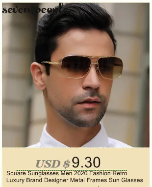 Vintage quadratische Sonnenbrille Männer Luxusmarke Designer Metallrahmen Sonnenbrille für männliche Mode rechteckige Sonnenbrille Gafas de Sol – Detail 6