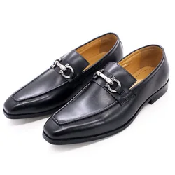 Men Dress Shoes Loafers Genuine Leather Shoes Business Wedding Party Shoes men Slip On Casual Black Shoes Office Formal shoes