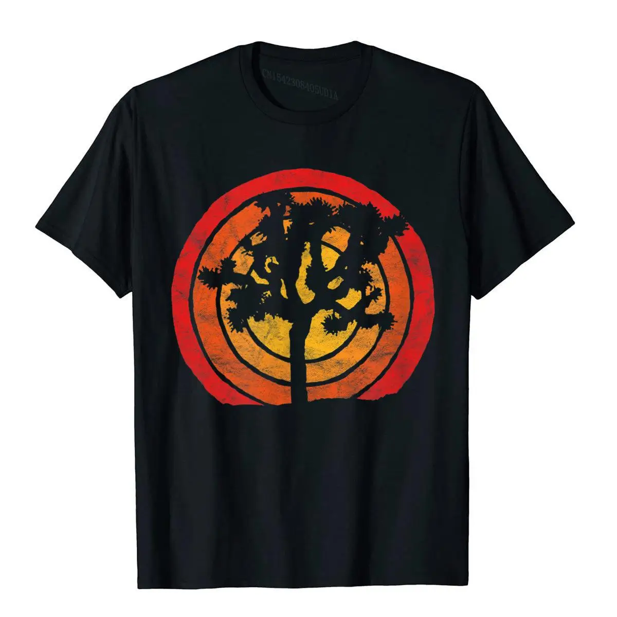 

Retro Sun Minimalist Joshua Tree Graphic T-Shirt Family Men Tees Group T Shirts Cotton Custom Christmas Clothing