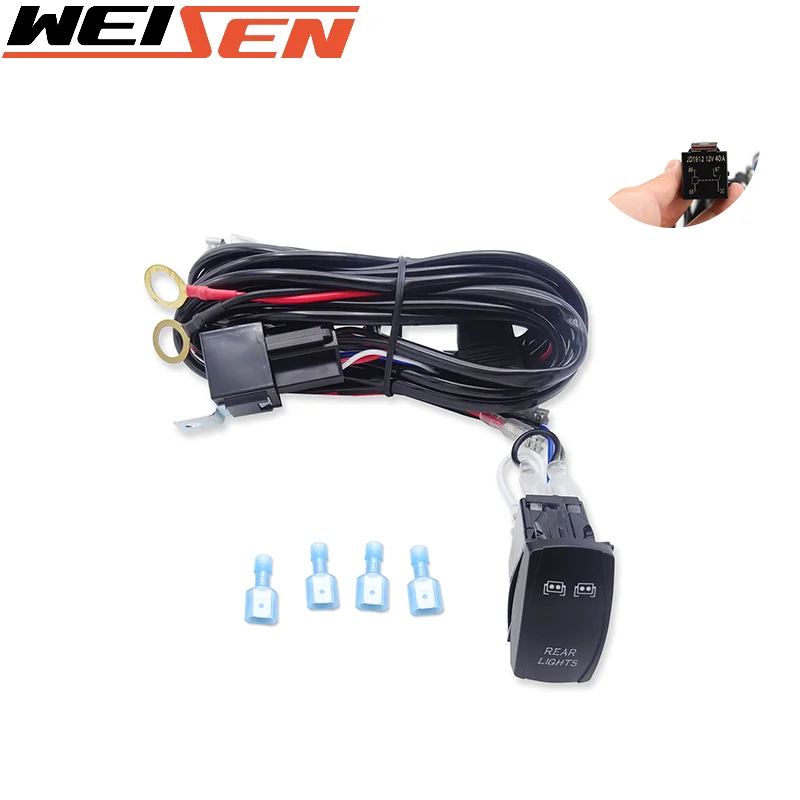 

12V 40A "Rear Light Rocker" Switch 3M 2 LEAD Wiring Harness Universal For Car Truck UTV ATV Accessories For Polaris Ranger 900