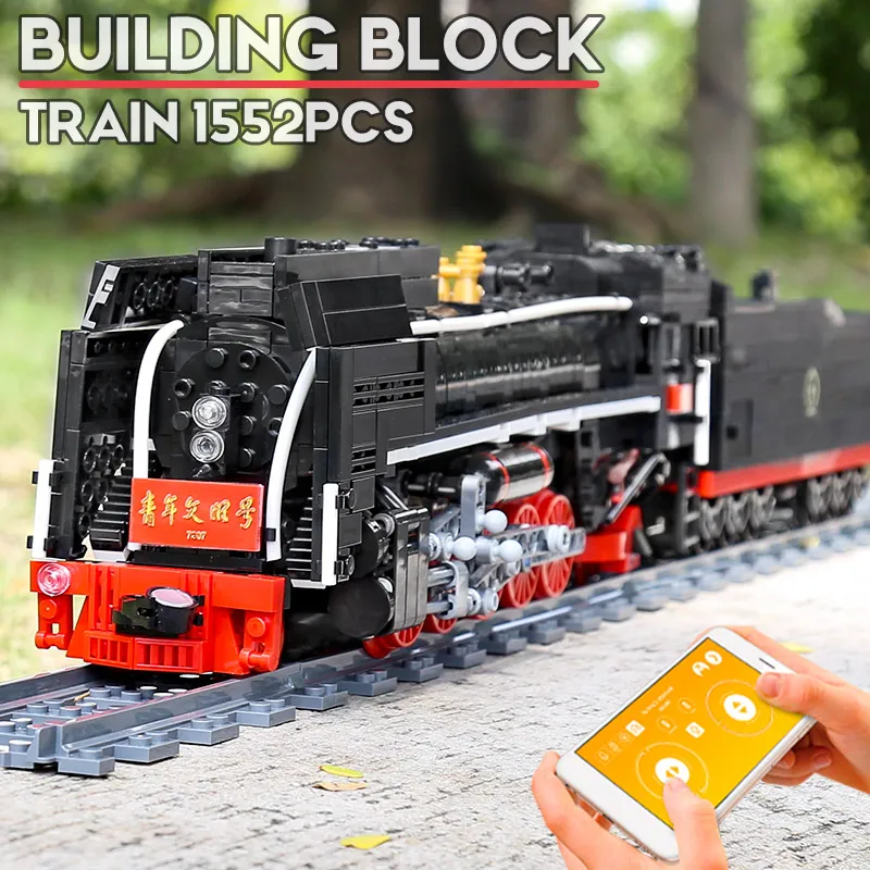 Mould King 12003 Forward Steam Locomotive 1552 Pieces World Railway Series Construction Technical Building Block Toys