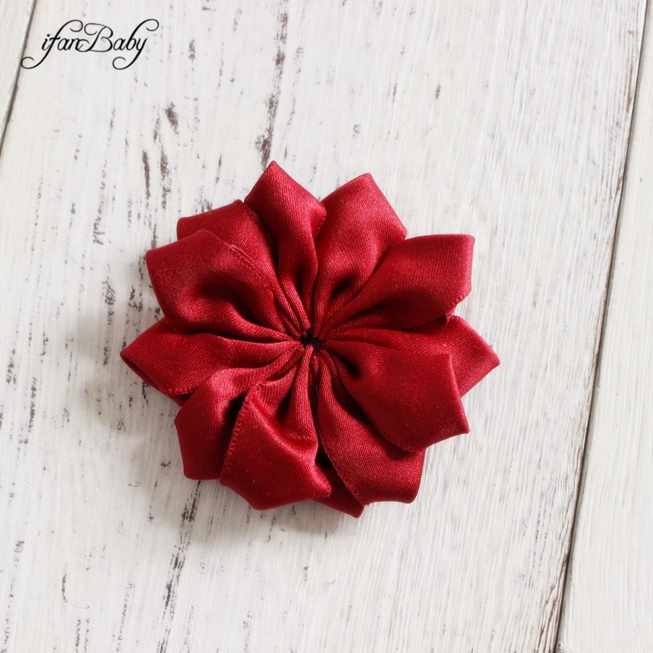 7cm Rose Ribbon Hair Flowers Satin Fabric Flower For Baby Girl Kids Women Headwear Accessories