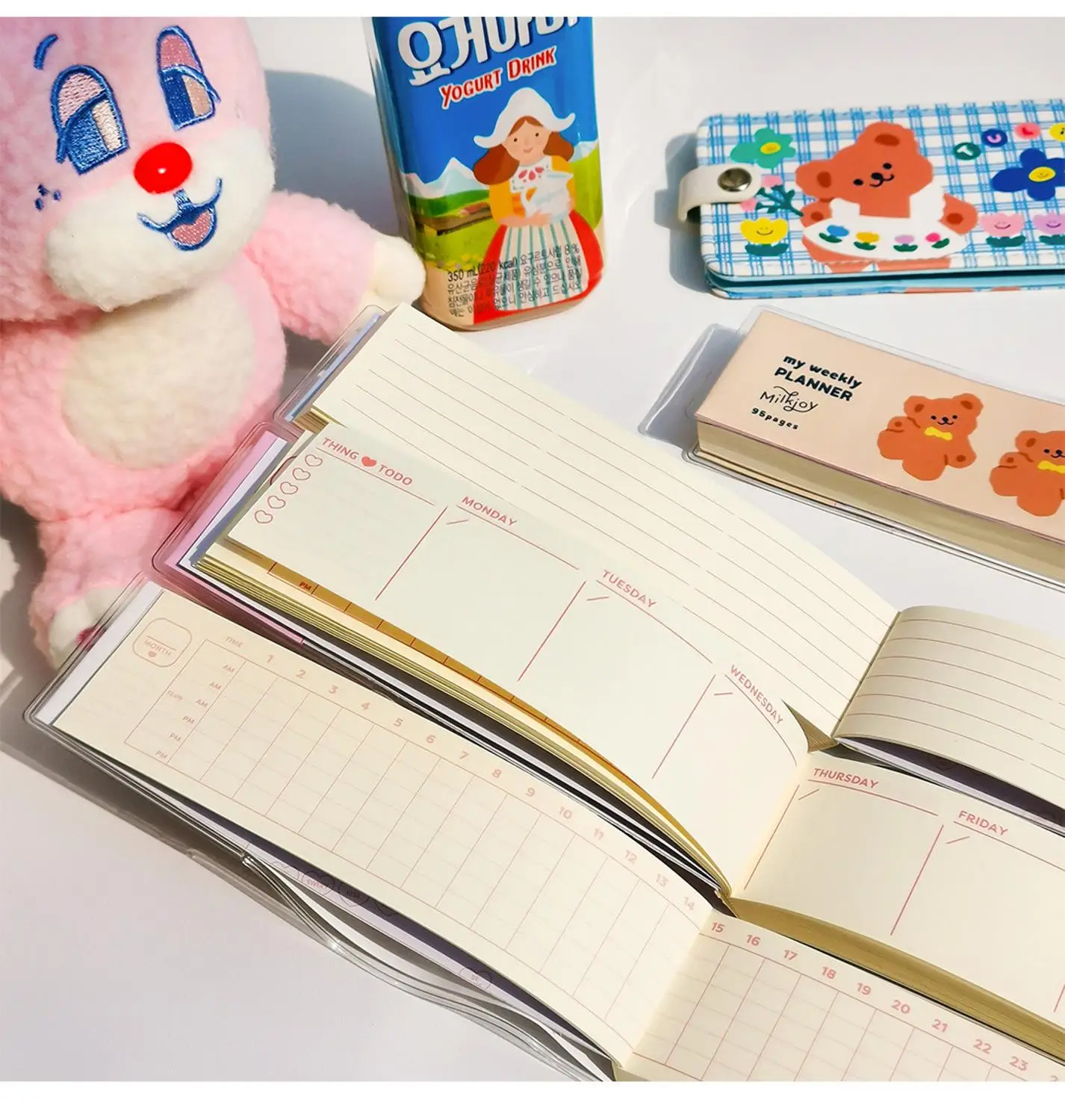 Sharkbang Kawaii Bear Korean Style Weekly Planner Study Memo Notebook Diary Work Notepad Agenda Vocabulary BookSchool Stationery