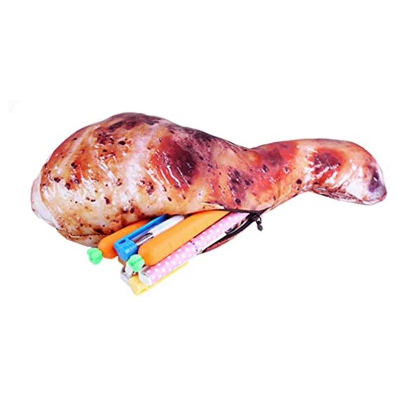 Simulated Drumstick Pig Trotter Pencil Case Pen Holder Quirky Office Accessories Makeup Case Bag EM88