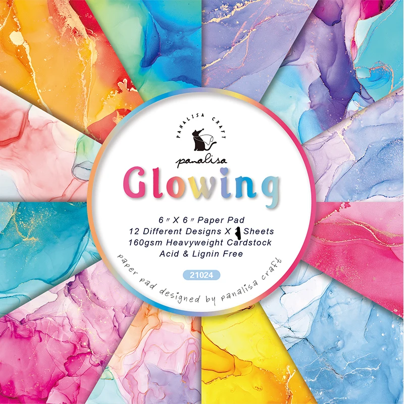 KSCRAFT 12 Sheets Glowing Scrapbooking Pads Paper Origami Art Background Paper Card Making DIY Scrapbook Paper Craft