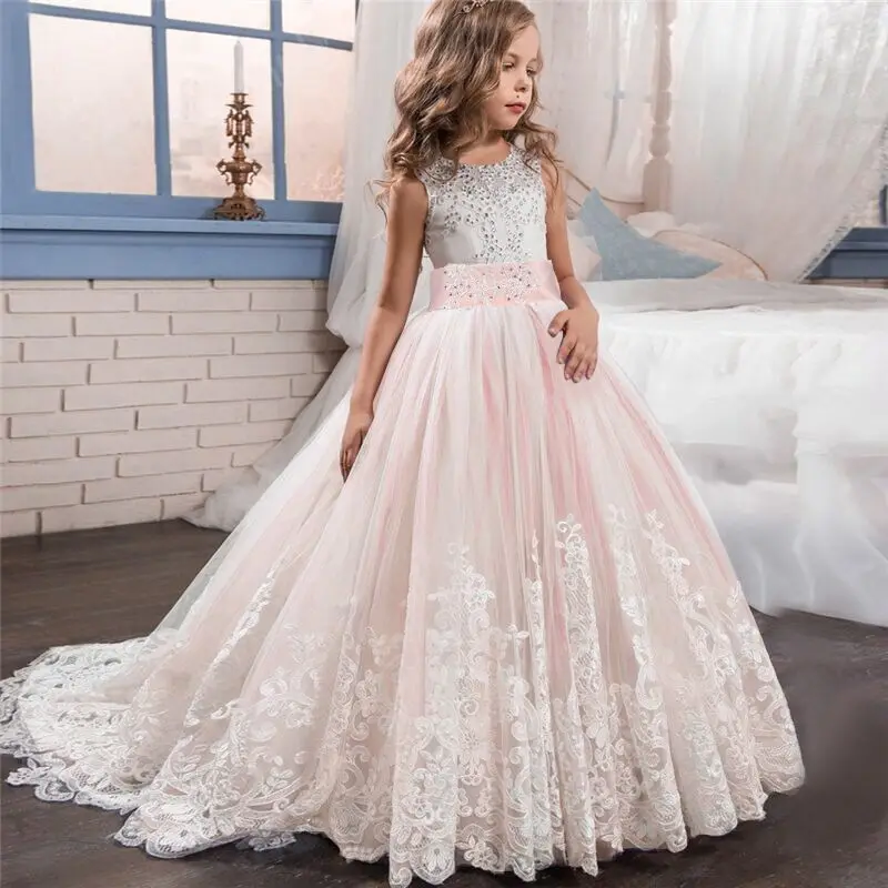 Elegant Kids Dresses For Girls Teenager Girl Bridesmaid Flower Girls Dress Children Wedding Birthday Party Dress Princess Dress