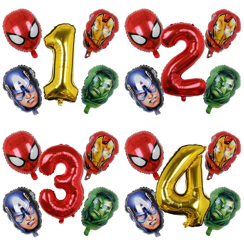 5pcs MARVEL Super Hero Balloon Spiderman Aluminum Foil Balloons Kids Birthday Party Decoration Baby Shower Iron Man Balloons