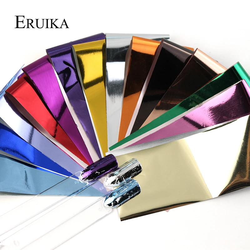 ERUIKA – feuilles à breloques pour ongles holographiques, feuille de transfert, autocollants, papier étoilé, décoration de manucure, ensemble de