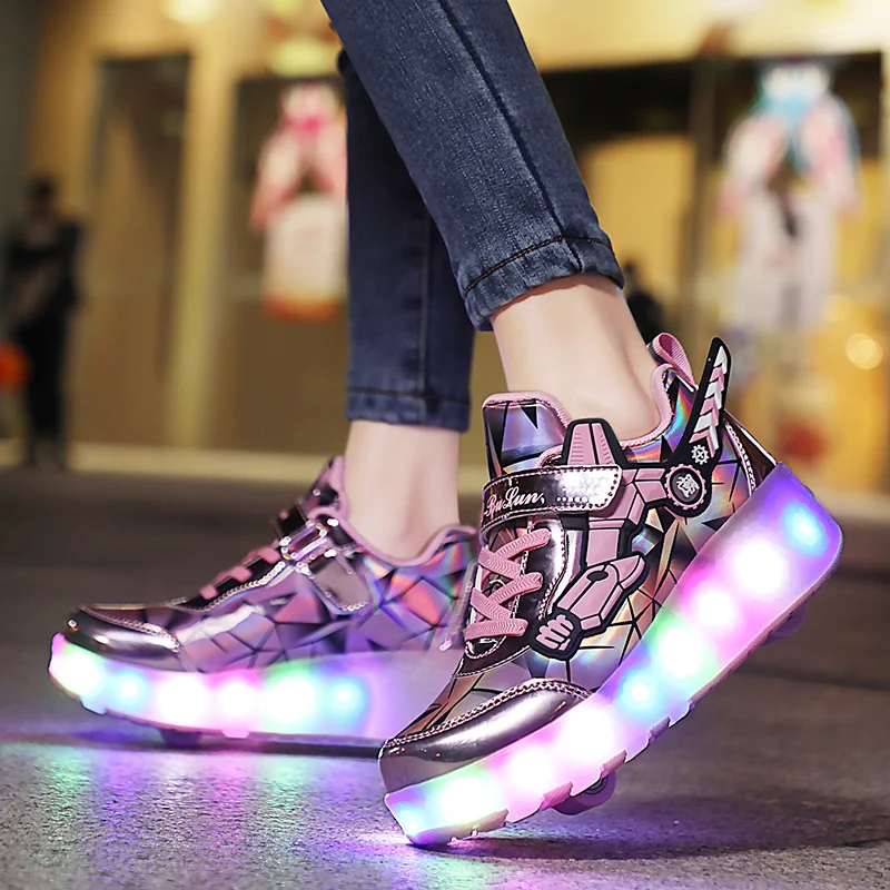 Roller Skates 2 Wheels Shoes Glowing Lighted Led Children Boys Girls Fashion Luminous Casual Sports Boots Kids Sneakers Skating