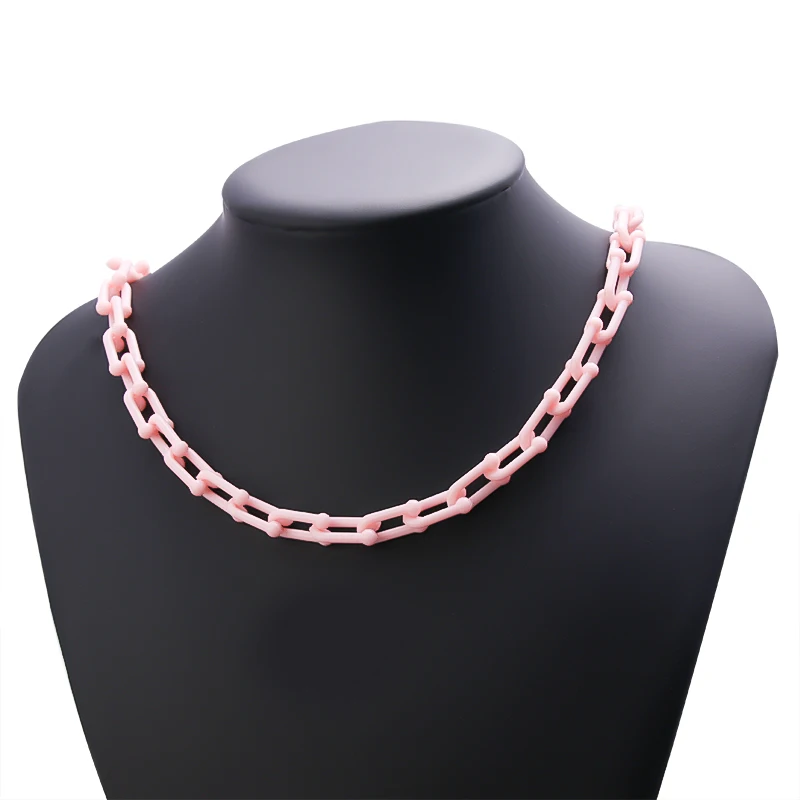 SAUVOO 5m/lot Colorful Acrylic U-Shape link Chain Fit Necklace Bracelet Making For DIY Jewelry Making Accessories