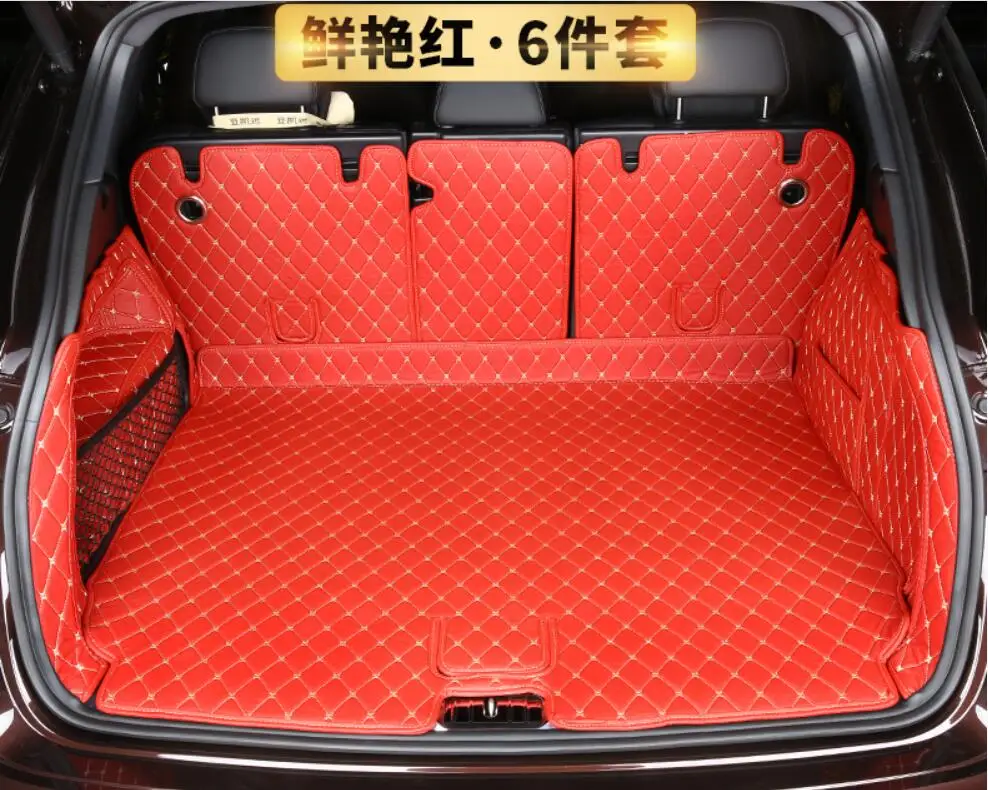 Car Embroidery Leather Full Rear Trunk Tray Liner Cargo Mat Floor Protector Foot Pad Mats For Porsche cayenne 2018 2019 2020