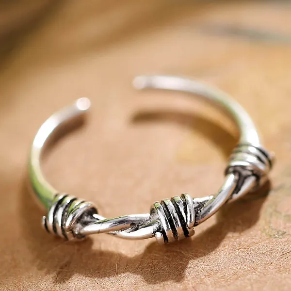 Fashion Vintage Barbed Wire Brambles Link Chain Ring for Women Accessories Trendy Jewelry Punk Ring