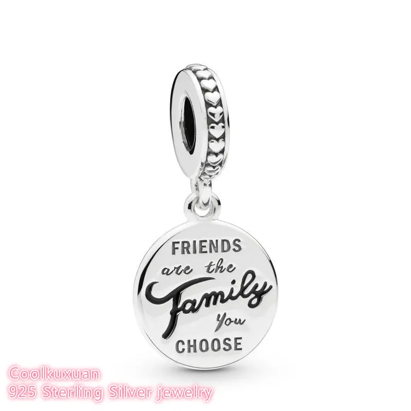 

Autumn Original 100% 925 Sterling Silver Friends Are Family Dangle Charm beads Fits Brand bracelets Jewelry Making