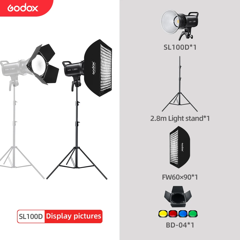 Godox SL100D SL-100D 100W 5600K White Version LCD Panel LED Video Light Continuous Output Bowens Mount Studio Light