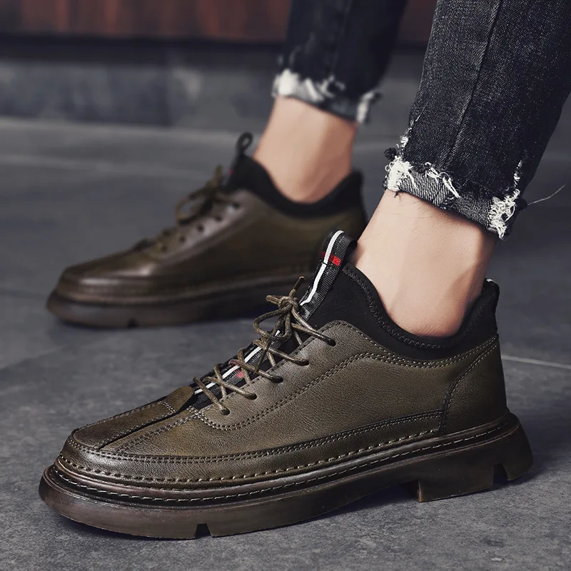 

Men's Brogue Shoes Thick-soled shoes Boots Non-slip Men Casual Leather Shoes Fashion Sneakers Moccasins Male Footwear