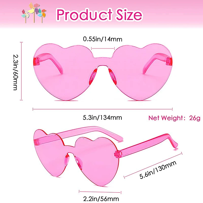 2022 Women Colors Polycarbonate Heart Shape Tinted Party Sunglasses Girls Vintage UV400 Colors Rimless Polarized Sun Glasses