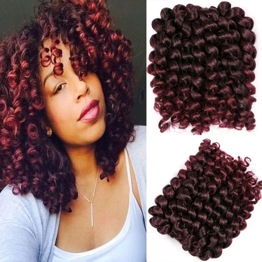 Krullend Twist Synthetisch Bruin Zwart Jamaica Gehaakte Vlechten Haar 75 G/pak 8 Inch 20 Strengen/Pcs Ombre Vlechten Haar extention