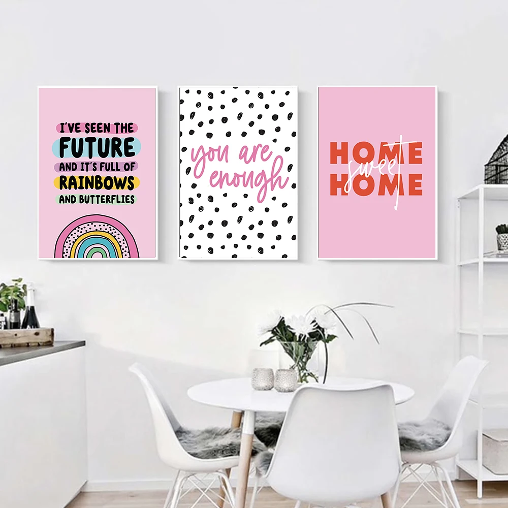 You are Enough Colourful Quote Poster See Future Rainbow Illustration Print Wall Art Canvas Painting For Living Room Modern Home