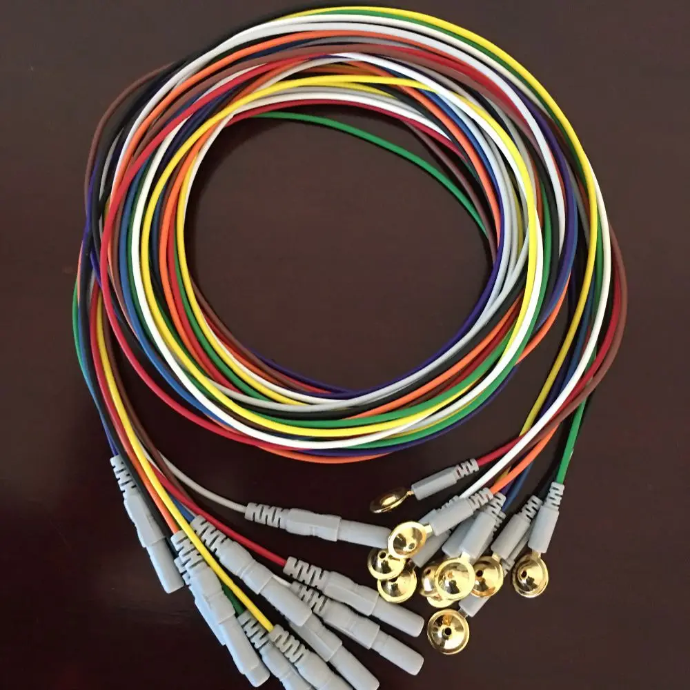 100pcs EEG/AEEG/VEEG cable Din 1.5mm female plug  Gold-plated copper 1m,1.5m,2m cable for EEG cap