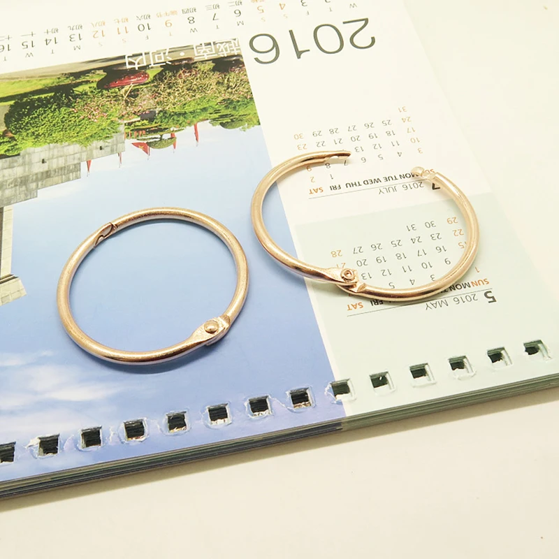 5Pcs 15-30mm Metal Notebook Rings Gold Binder Hinged Ring School Loose Leaf Opening Circle Hoops Scrapbook Album Binding Ring