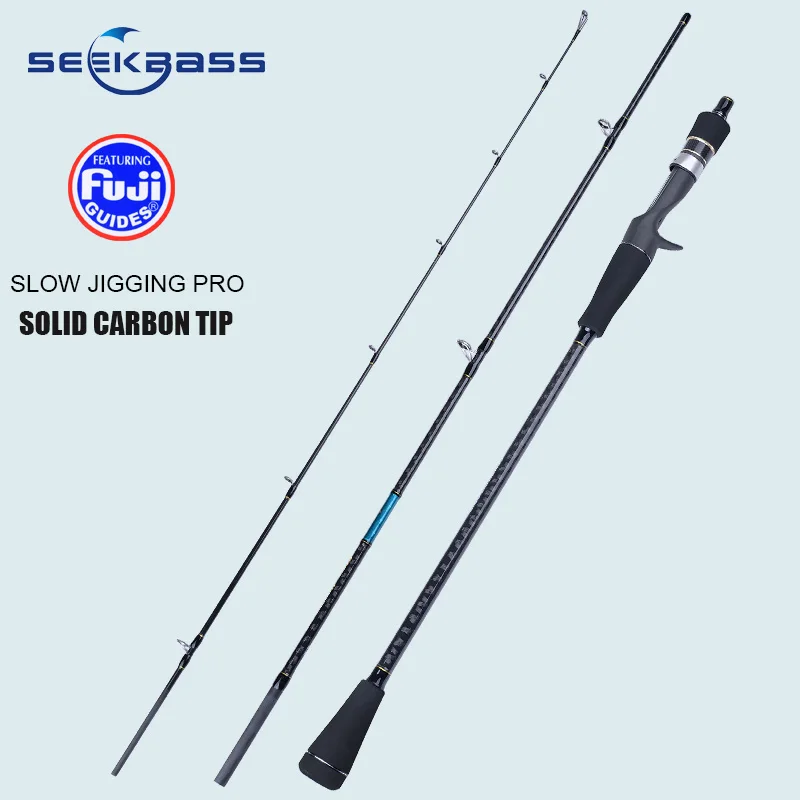 Seekbass Japan FUJI Parts 3 Section Portable Light Slow Jigging Rod 1.9m 40-250g Casting Spinning Fishing Pole Solid Tip