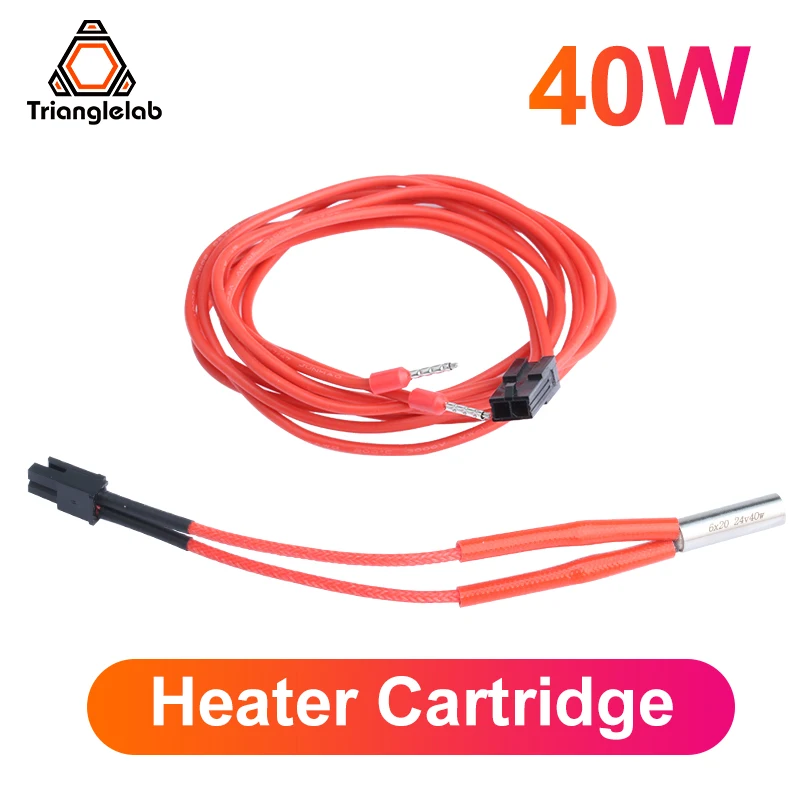 

Trianglelab 3D Printer 6*20MM 12V/24V 40W Heater Cartridge 1M for PT100 V6 HOTEND Volcano CR10 MK8 MK9 ender 3 dragon MATRIX