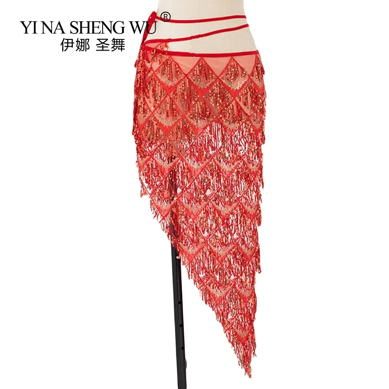 Women Mermaid Belly Dance Costume Set Bling Bling Belly Dance Bra Hip Scarf Sequin Tassel Belly Dance Hip Scarf Costumes