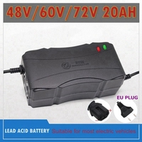 48V/60V/72V 2.8A Smart Lead Acid Battery Charger EU Plug AC 220V For AGM VRLA Gel Dry Wet Accumulator 20AH 14AH 12AH