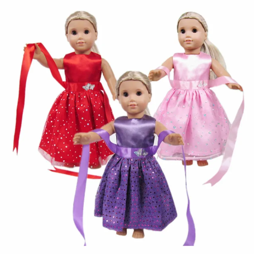 Doll Clothes 15 Princess Dress For 18 Inch American Doll Girls & 43 cm Reborn Baby Doll,Our Generation Accessories kids Toy Gift