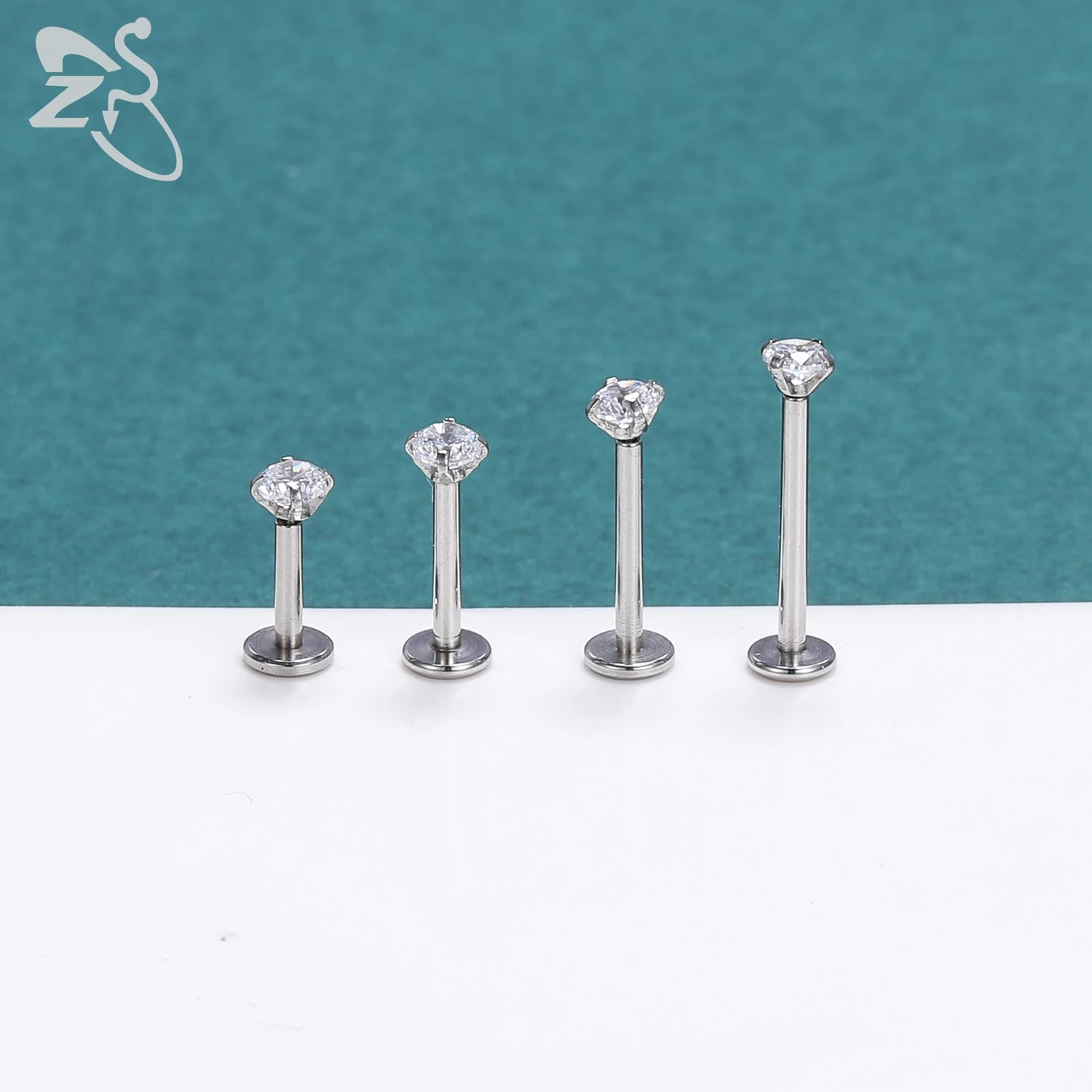 ZS 1PC 6-12MM Piercing Labret in acciaio inossidabile per le donne Crystal Monroe Lip Stud Ring Ear Tragus Helix cartilagine Piercing 16g