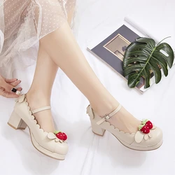 Lolita Tea Party Shoes Japanese Bow Mid Heel Student Shoes Sweet Girl Shoes Lolita uniform shoes sweet student princess shoes