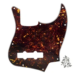 FLEOR Brown Tortoise JB Bass Pickguard 4 String JB Bass Pick Guard Scratch Plate & Screws for US/Mexico Bass Guitar Parts